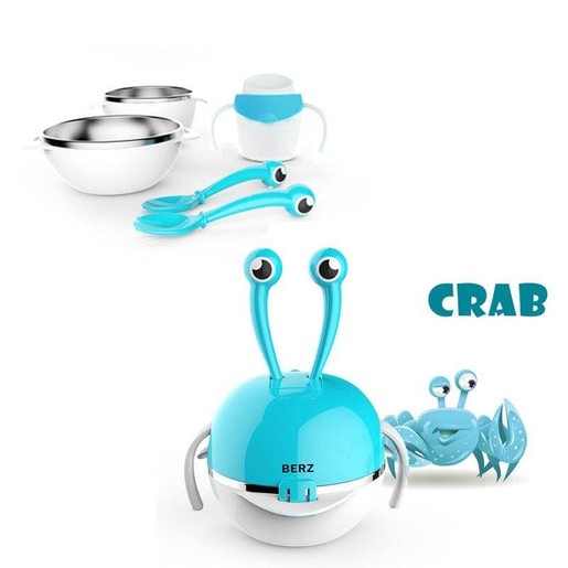 Berz Baby 3m+ Dinnerware Crab 5-in-1 Βρεφικό Σετ Φαγητού σε Διάφορα Χρώματα Berz Baby 3m+ Dinnerware Crab 5-in-1 Βρεφικό Σετ Φαγητού σε Διάφορα Χρώματα