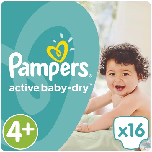 Pampers Active Baby Dry No4+ Maxi Plus (9-16kg) 16 Πάνες Pampers Active Baby Dry No4+ Maxi Plus (9-16kg) 16 Πάνες