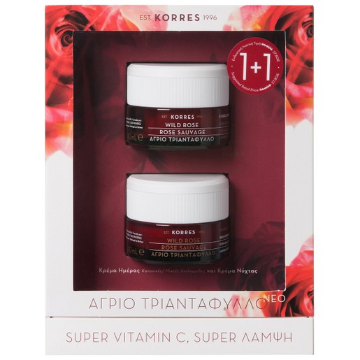 Korres Πακέτο Προσφοράς Wild Rose Κρέμα Ημέρας 40ml & Κρέμα Νύχτας 40ml Korres Πακέτο Προσφοράς Wild Rose Κρέμα Ημέρας 40ml & Κρέμα Νύχτας 40ml