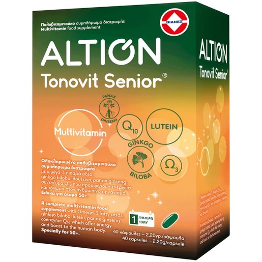 Altion Tonovit Senior Ενισχυμένη Πολυβιταμίνη για Σωματική & Πνευματική Τόνωση για Ηλικίες άνω των 50 Ετών 40caps Altion Tonovit Senior Ενισχυμένη Πολυβιταμίνη για Σωματική & Πνευματική Τόνωση για Ηλικίες άνω των 50 Ετών 40caps