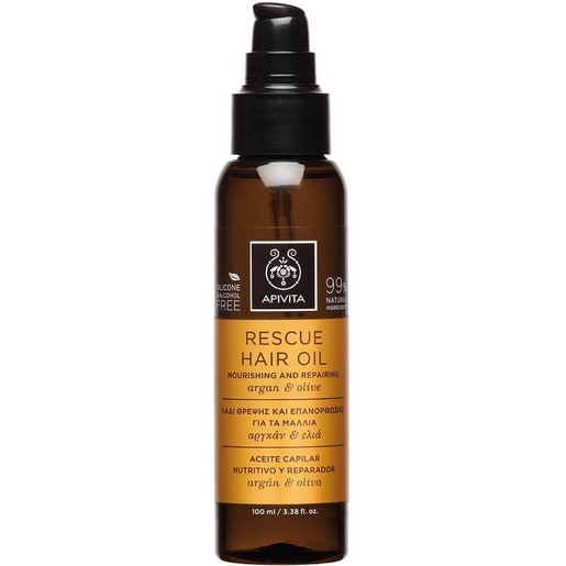 Apivita Rescue Hair Oil Nourishing & Repairing With Argan & Olive 100ml Apivita Rescue Hair Oil Nourishing & Repairing With Argan & Olive 100ml