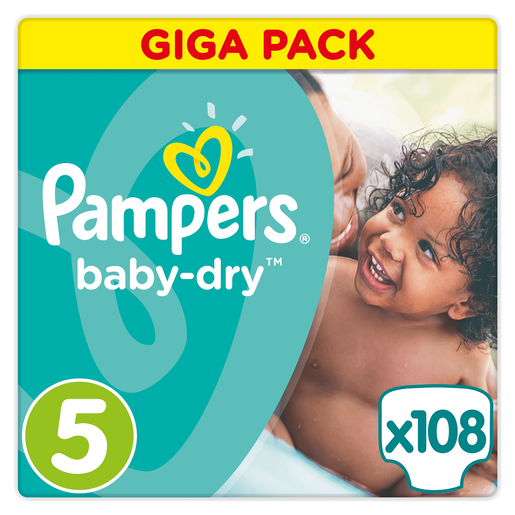 Pampers Baby Dry Giga Pack No5 Junior (11-23kg), 108 πάνες, Μόνο 0,26€ / πάνα Pampers Baby Dry Giga Pack No5 Junior (11-23kg), 108 πάνες, Μόνο 0,26€ / πάνα