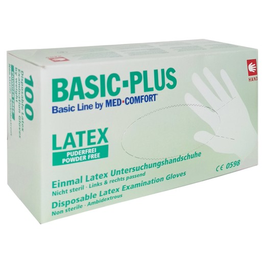 Med Comfort Basic-Plus Disposable Latex Examination Gloves Powder Free 100 Τεμάχια