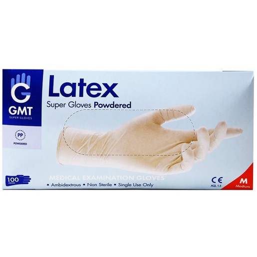 Gmt Super Gloves Latex Powdered Medium 100 Τεμάχια Gmt Super Gloves Latex Powdered Medium 100 Τεμάχια