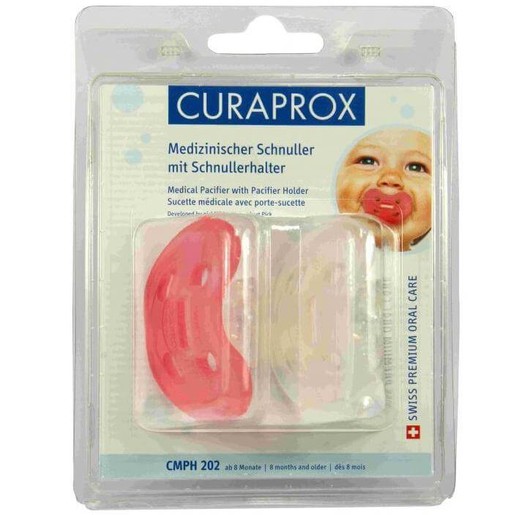 Curaprox CMPH 202 Medical Pacifiere With Holder Ιατρική Πιπίλα με Λουράκι Curaprox CMPH 202 Medical Pacifiere With Holder Ιατρική Πιπίλα με Λουράκι