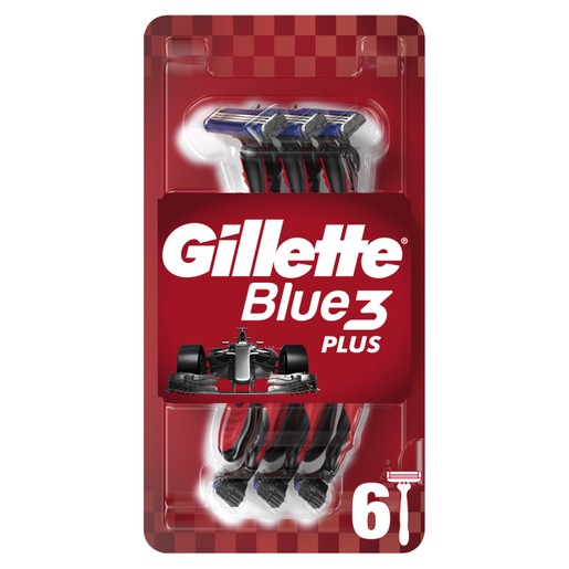 Gillette Blue3 Plus Red Disposable Razors 6 Τεμάχια