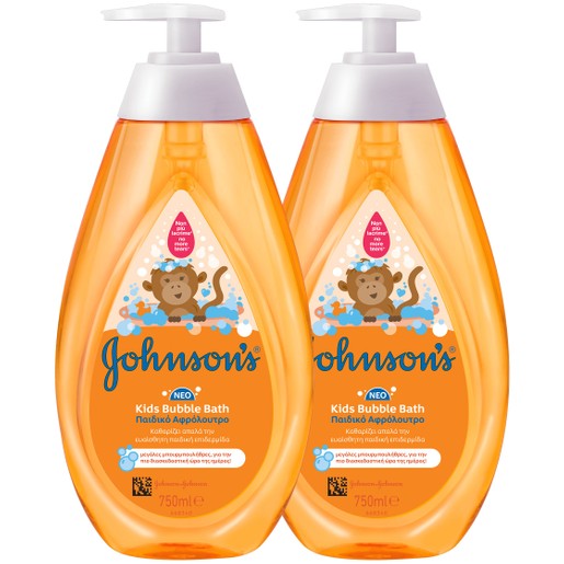 Johnson\'s Πακέτο Προσφοράς Kids Bubble Bath & Wash 2x750ml 1+1 Δώρο