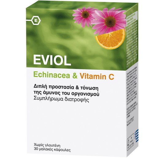 Eviol Echinacea & Vitamin C Συμπλήρωμα Διατροφής Διπλής Προστασίας & Τόνωσης της Άμυνας του Οργανισμού 30 Soft.Caps Eviol Echinacea & Vitamin C Συμπλήρωμα Διατροφής Διπλής Προστασίας & Τόνωσης της Άμυνας του Οργανισμού 30 Soft.Caps