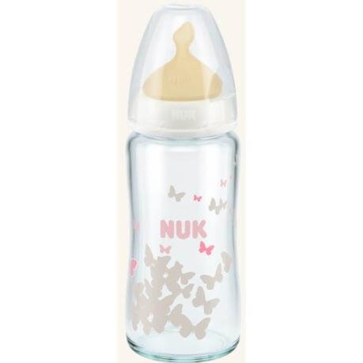 Nuk First Choice Plus Γυάλινο Μπιμπερό με Θηλή Καουτσούκ Μεγέθους 1 (0-6 Μηνών) Medium 240ml Nuk First Choice Plus Γυάλινο Μπιμπερό με Θηλή Καουτσούκ Μεγέθους 1 (0-6 Μηνών) Medium 240ml