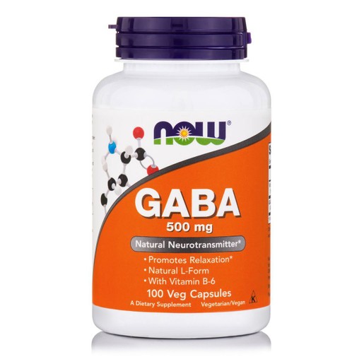 Now Foods GABA 500mg With Vitamin B6 Συμπλήρωμα Διατροφής που Καταπολεμά με Φυσικό Τρόπο το Άγχος & το Στρες 100 Vegcaps