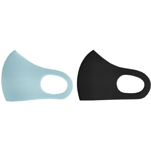 TiLi Fashion Face Mask Μάσκα Ενηλίκων Πολλαπλών Χρήσεων Γαλάζιο - Μαύρο Σχέδιο 2 Τεμάχια