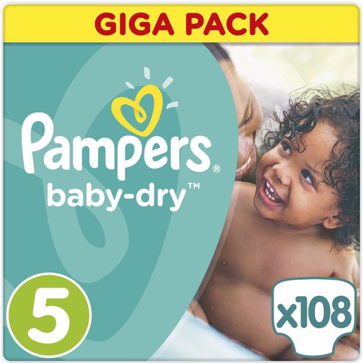 Pampers Baby Dry Giga Pack No5 Junior (11-25kg), 108 πάνες Pampers Baby Dry Giga Pack No5 Junior (11-25kg), 108 πάνες