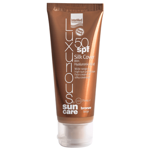 Luxurious Sun Care Silk Cover with Hyaluronic Acid Spf50 Σκούρα Απόχρωση Bronze Beige 75ml Luxurious Sun Care Silk Cover with Hyaluronic Acid Spf50 Σκούρα Απόχρωση Bronze Beige 75ml
