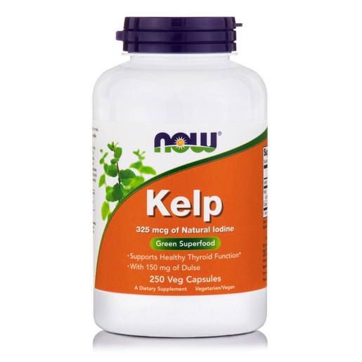 Now Foods Kelp 325 mcg Natural Iodine Συμπλήρωμα Διατροφής, Φυσιολογική Λειτουργία Μεταβολισμού & Θυρεοειδή Αδένα 250veg.caps