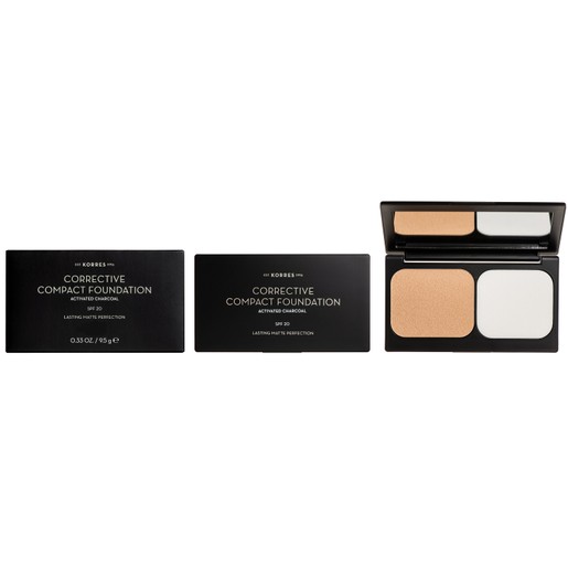 Korres Corrective Compact Foundation With Activated Charcoal Spf20, 9.5gr Korres Corrective Compact Foundation With Activated Charcoal Spf20, 9.5gr