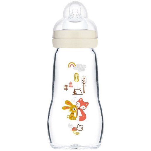 Mam Feel Good Κωδ 377S Premium Glass Bottle 2m+, 260ml - Κρεμ