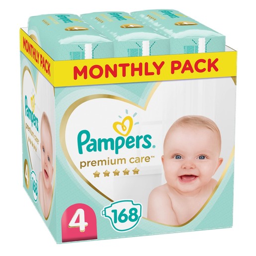 Pampers Premium Care Monthly Pack No4 (9-14kg) 168 πάνες Pampers Premium Care Monthly Pack No4 (9-14kg) 168 πάνες