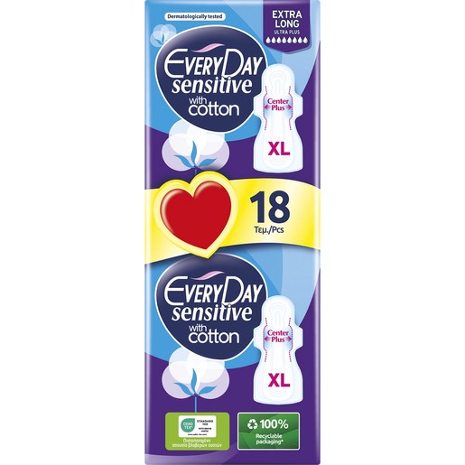 Every Day Sensitive Extra Long XL Value Pack 18 Τεμάχια