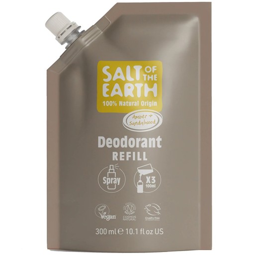 Salt Of The Earth Deodorant Spray 300ml Refil - Amber & Sandalwood