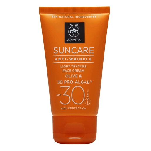 Apivita Suncare Anti-Wrinkle Light Texture Face Cream With Olive & 3D Pro-Algae Spf30, 50ml Apivita Suncare Anti-Wrinkle Light Texture Face Cream With Olive & 3D Pro-Algae Spf30, 50ml