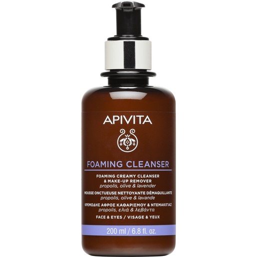 Apivita Foaming Creamy Cleanser & Make-up Remover for Face & Eyes 200ml