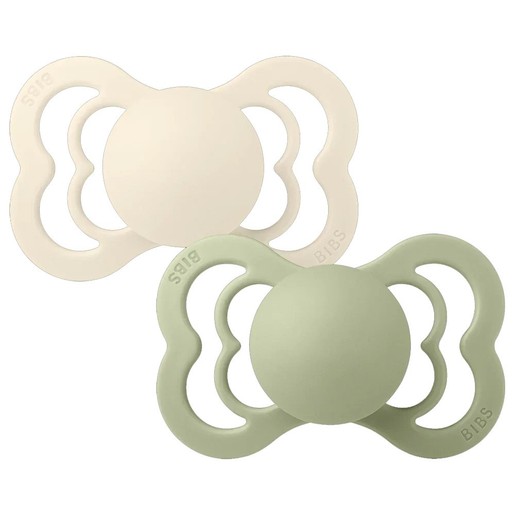 Bibs Supreme Silicone Soother 0m+, 2 Τεμάχια - Ivory / Sage