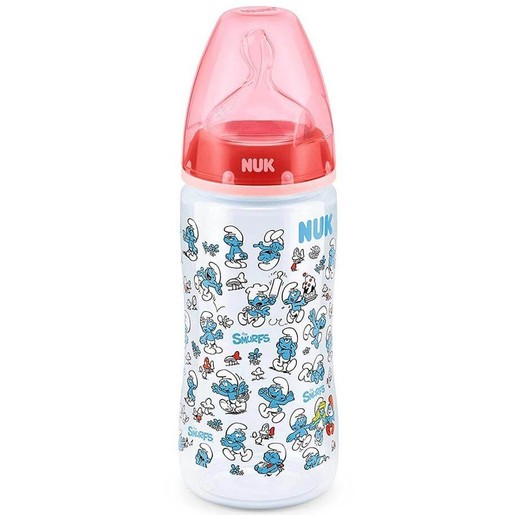 Nuk First Choice Smurfs Πλαστικό Μπιμπερό με Θηλή Σιλικόνης Μεγέθους 2 (6-18 Μηνών) Medium 300ml Nuk First Choice Smurfs Πλαστικό Μπιμπερό με Θηλή Σιλικόνης Μεγέθους 2 (6-18 Μηνών) Medium 300ml