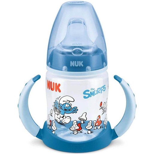 Nuk First Choice Smurfs Πλαστικό Μπιμπερό Εκπαίδευσης με Ρύγχος Σιλικόνης (6-18 Μηνών) 150ml Nuk First Choice Smurfs Πλαστικό Μπιμπερό Εκπαίδευσης με Ρύγχος Σιλικόνης (6-18 Μηνών) 150ml