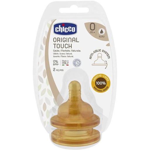 Chicco Original Touch Θηλή Latex 0m+, 2 Τεμάχια