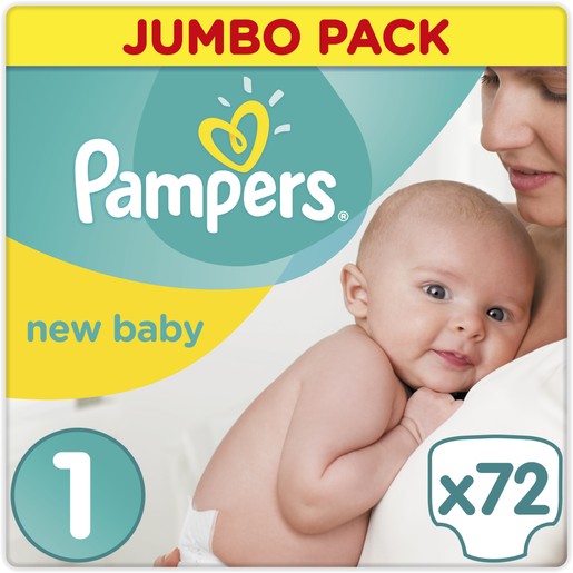 Pampers New Baby Jumbo Pack Newborn No1 (2-5kg), 72 πάνες Pampers New Baby Jumbo Pack Newborn No1 (2-5kg), 72 πάνες