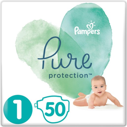 Pampers Pure Protection No1 (2-5kg) 50 πάνες Pampers Pure Protection No1 (2-5kg) 50 πάνες