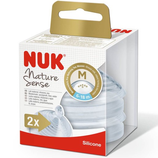 Nuk Nature Sense Θηλή Σιλικόνης Μεγέθους 2 (6-18 Μηνών) Medium Οπή για Γάλα 2τμχ Nuk Nature Sense Θηλή Σιλικόνης Μεγέθους 2 (6-18 Μηνών) Medium Οπή για Γάλα 2τμχ
