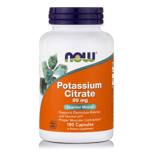 Now Foods Potassium Citrate 99mg Συμπλήρωμα Διατροφής,Κιτρικό Κάλιο για την Ισορροπία των Ηλεκτρολυτών στον Οργανισμό 180caps