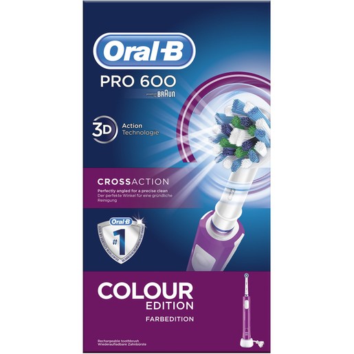 Oral-B Pro 600 Cross Action Color Edition Ηλεκτρική Οδοντόβουρτσα σε Μωβ Χρώμα Oral-B Pro 600 Cross Action Color Edition Ηλεκτρική Οδοντόβουρτσα σε Μωβ Χρώμα