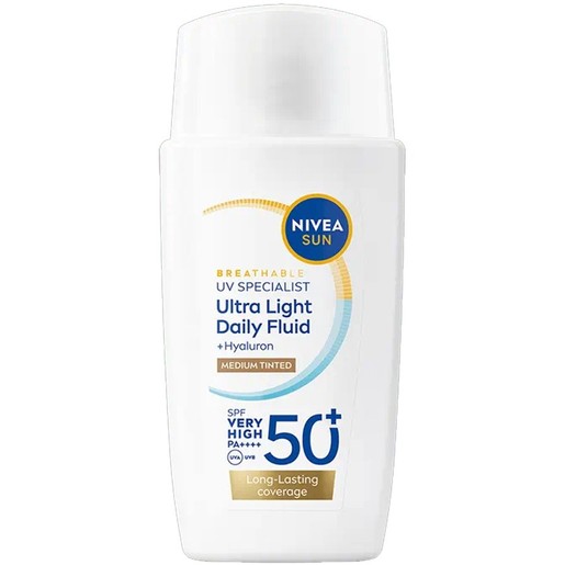 Nivea Sun Ultra Light Daily Fluid Spf50+ Tinted 40ml - Medium