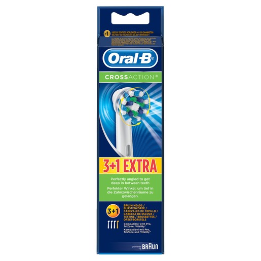 Oral-B Cross Action Ανταλλακτικές Κεφαλές Βουρτσίσματος 3+1 Τεμάχια Oral-B Cross Action Ανταλλακτικές Κεφαλές Βουρτσίσματος 3+1 Τεμάχια