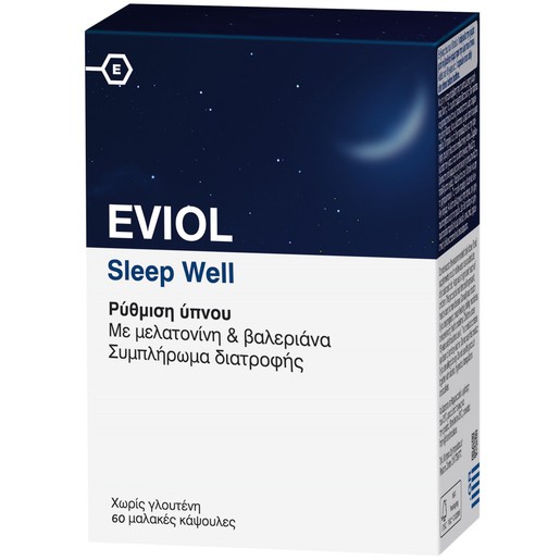 Eviol Sleep Well Συμπλήρωμα Διατροφής με Μελατονίνη για τη Βελτιστοποίηση & Ρύθμιση της Φυσιολογικής Λειτουργίας του Ύπνου 60 Soft.Caps