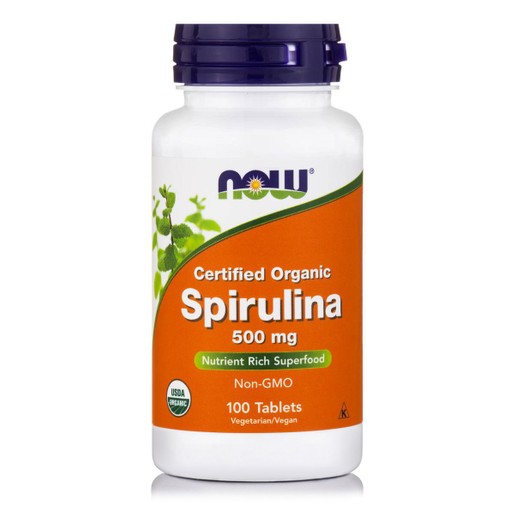 Now Foods Spirulina 500mg Organic Σπιρουλίνα για Τόνωση, Πηγή Πρωτεΐνης με Αντιοξειδωτική Δράση 100tabs