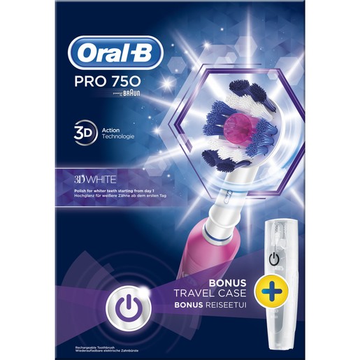 Oral-B Pro 750 3D White Special Edition Ηλεκτρική Οδοντόβουρτσα σε Ροζ Χρώμα Oral-B Pro 750 3D White Special Edition Ηλεκτρική Οδοντόβουρτσα σε Ροζ Χρώμα