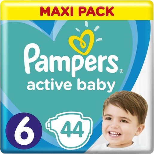 Pampers Active Baby Πάνες Maxi Pack No6 (13-18 kg), 44 Πάνες Pampers Active Baby Πάνες Maxi Pack No6 (13-18 kg), 44 Πάνες