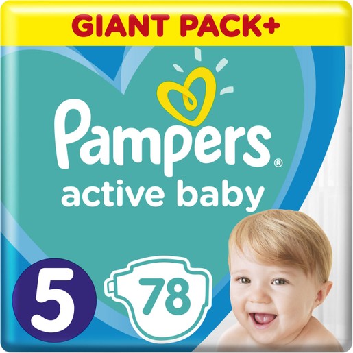 Pampers Active Baby Πάνες Giant Pack No5 (11-16 kg), 78 Πάνες Pampers Active Baby Πάνες Giant Pack No5 (11-16 kg), 78 Πάνες