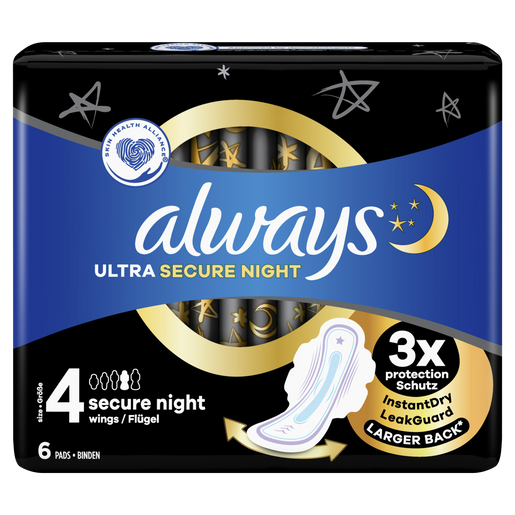 Always Σερβιέτες Ultra Secure Night Σερβιέτες για Αίσθηση Καθαριότητας & Φρεσκάδας για Μέχρι & 8 Ώρες 6 τεμάχια Always Σερβιέτες Ultra Secure Night Σερβιέτες για Αίσθηση Καθαριότητας & Φρεσκάδας για Μέχρι & 8 Ώρες 6 τεμάχια