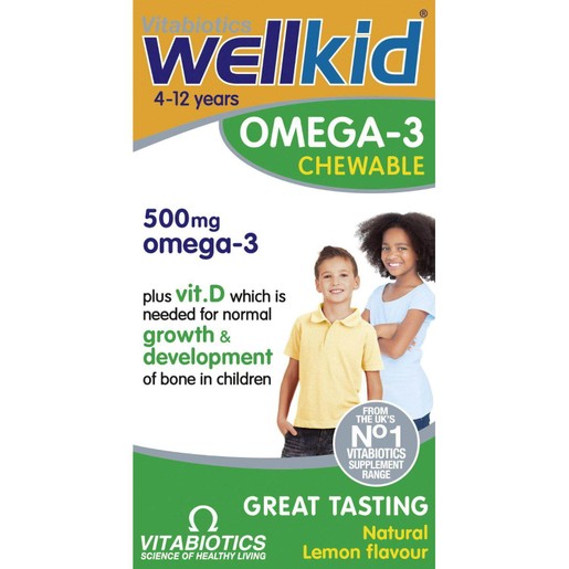 Vitabiotics Wellkid Omega 3 500mg 60 chewable tabs Vitabiotics Wellkid Omega 3 500mg 60 chewable tabs