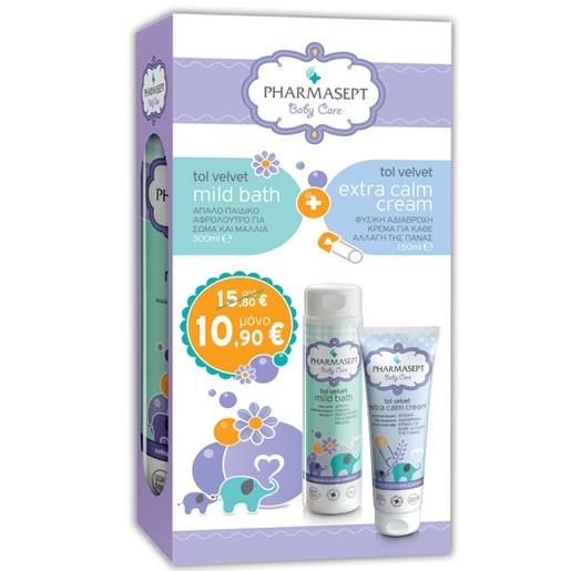 Pharmasept Baby Care Πακέτο Προσφοράς Tol Velvet Baby Mild Bath 300ml &Tol Velvet Baby Extra Calm Cream 150ml σε Ειδική Τιμή Pharmasept Baby Care Πακέτο Προσφοράς Tol Velvet Baby Mild Bath 300ml &Tol Velvet Baby Extra Calm Cream 150ml σε Ειδική Τιμή