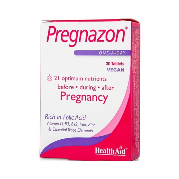 Health Aid Pregnazon Συμπλήρωμα Διατροφής για Όλα τα Στάδια της Εγκυμοσύνης 30tabs