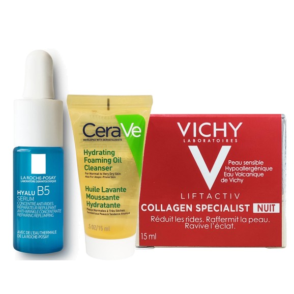 Δώρο Vichy Liftactiv Collagen Specialist Night 15ml, La Roche-Posay Hyalu B5 Serum 10ml & Cerave Foaming Oil Cleanser 15ml
