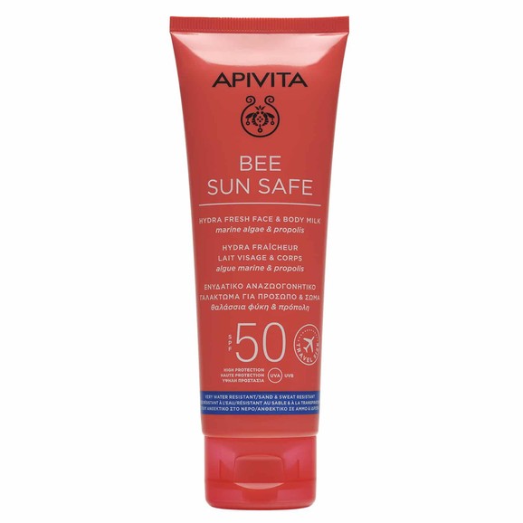Apivita Bee Sun Safe Hydra Fresh Face & Body Milk With Marine Algae & Propolis Spf50 Travel Size 100ml Apivita Bee Sun Safe Hydra Fresh Face & Body Milk With Marine Algae & Propolis Spf50 Travel Size 100ml