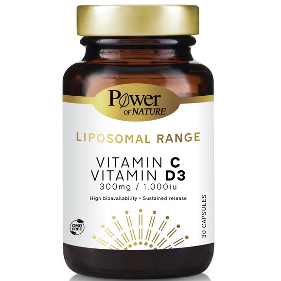 Power of Nature Liposomal Range Vitamin C & Vitamin D3 300mg/1000iu 30caps
