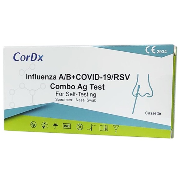 CorDX Influenza A/B & Covid-19/RSV Combo Ag Rapid Self Test 1 Τεμάχιο CorDX Influenza A/B & Covid-19/RSV Combo Ag Rapid Self Test 1 Τεμάχιο