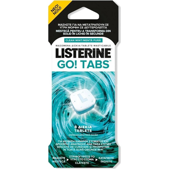 Δείγμα Listerine Go! Tabs Μασώμενα Δισκία για Άμεση Αίσθηση Καθαρού Στόματος & Δροσερής Αναπνοής Κάθε Στιγμή 8 Tabs